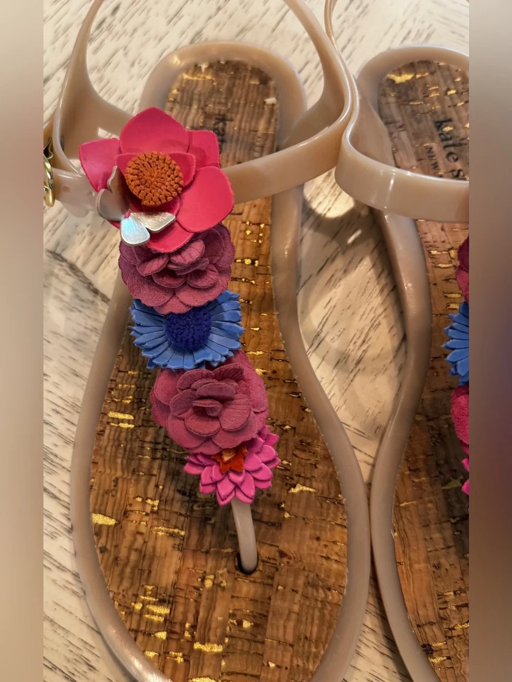 Kate Spade Fatema Floral Jelly Thong Sandals Floral Size 7